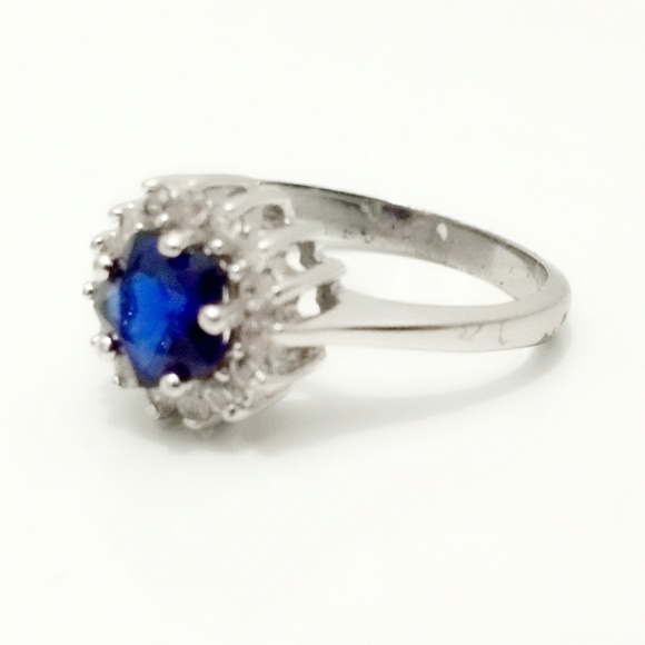 Vintage Jewelry - Vintage Signed Sapphire and Diamond Cocktail Ring